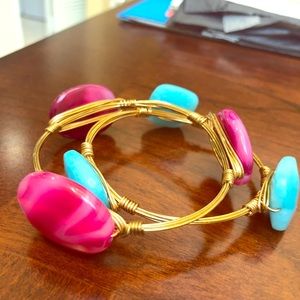 Handmade Gemstone Wire Bracelets.